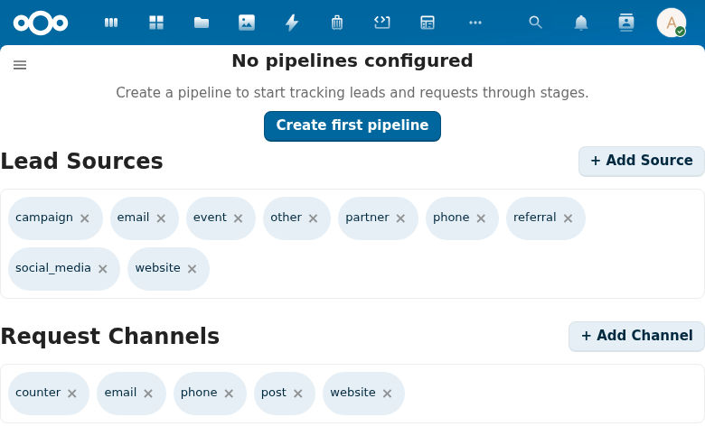 CnSettingsCard showing lead sources configuration