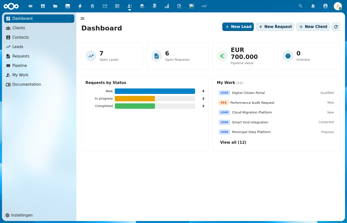 CnIcon showing various icons in the Nextcloud navigation sidebar